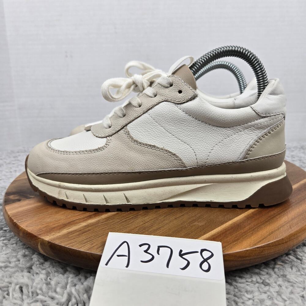 Madewell Womens 6.5M Kickoff Trainer White Beige Leather Casual Daily Sneaker